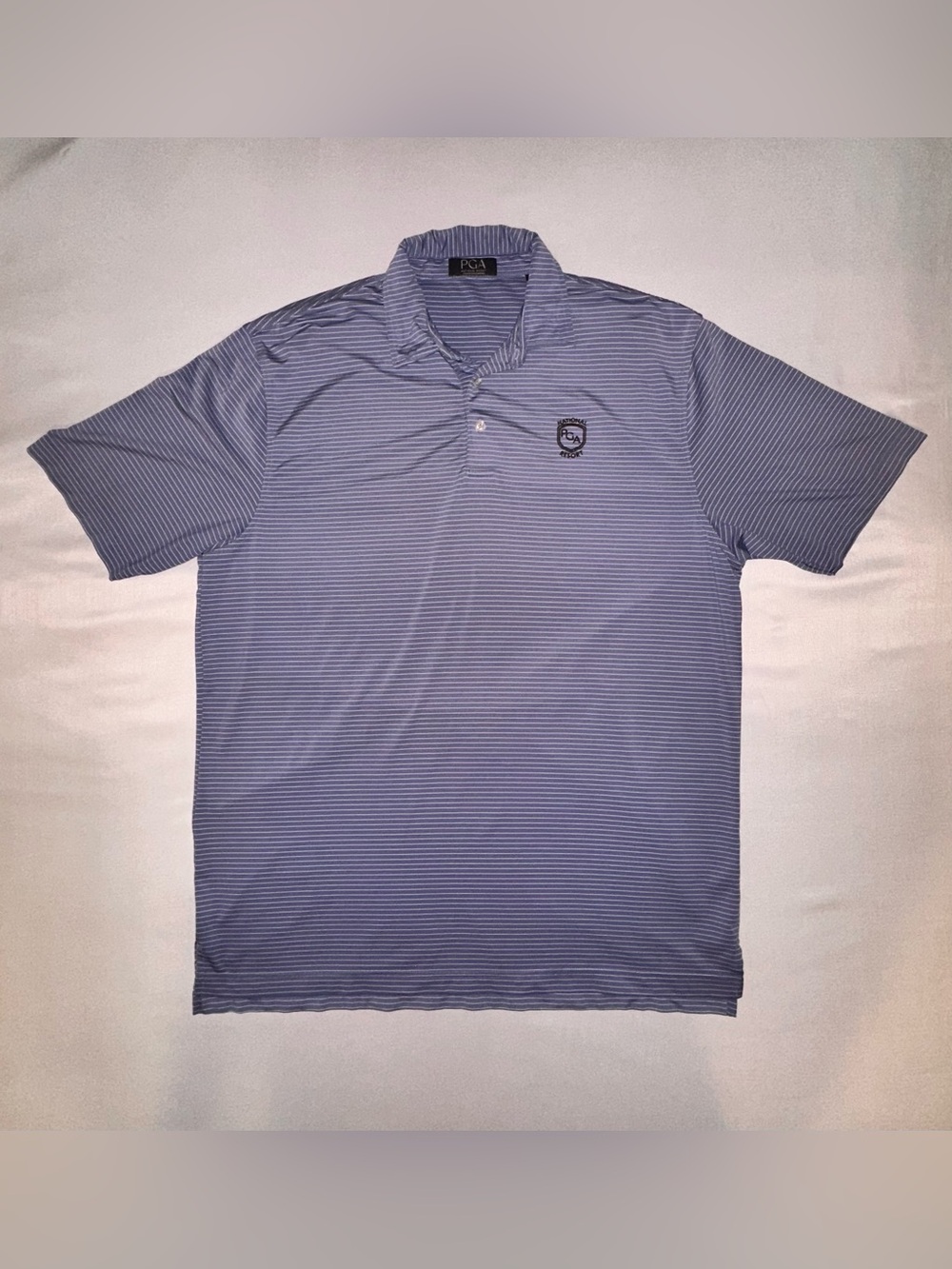 PGA National Resort Blue Striped Polo Shirt Men’s Large Palm Beach Golf